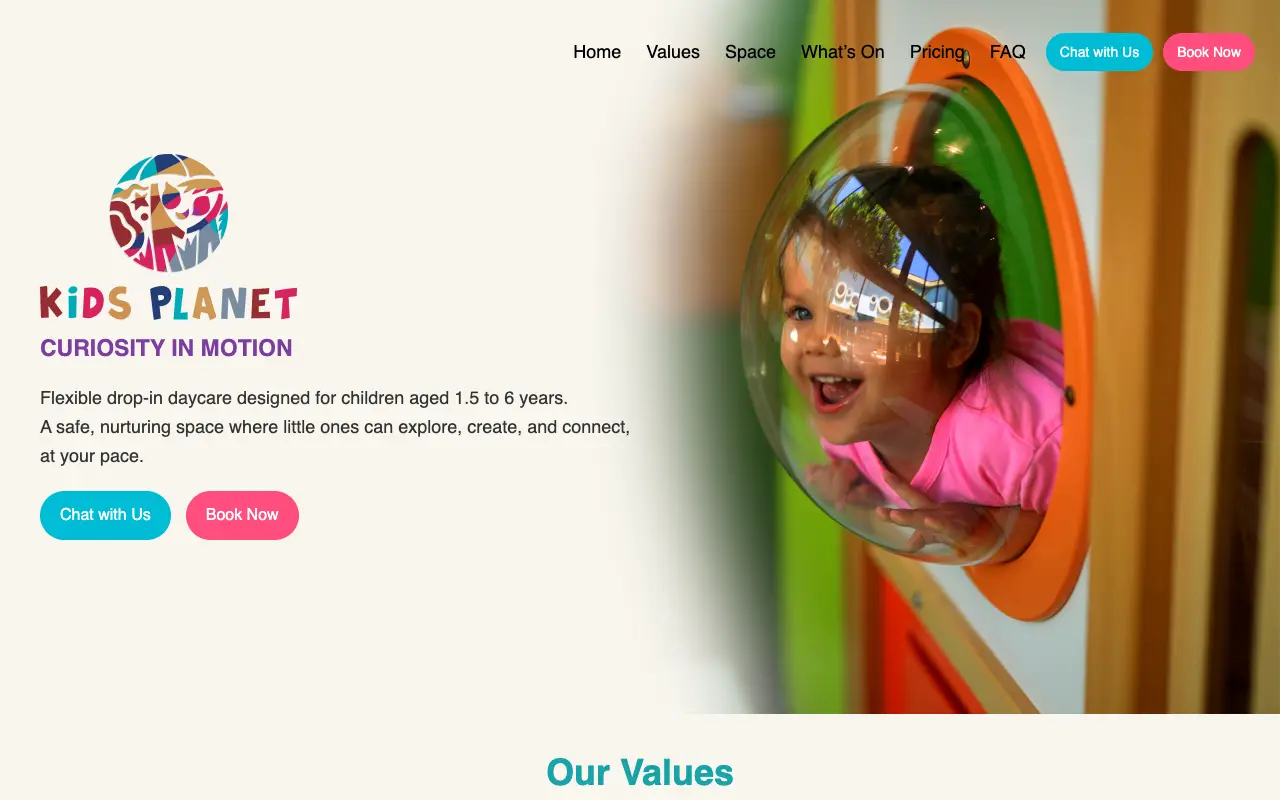 Kids Planet website home page